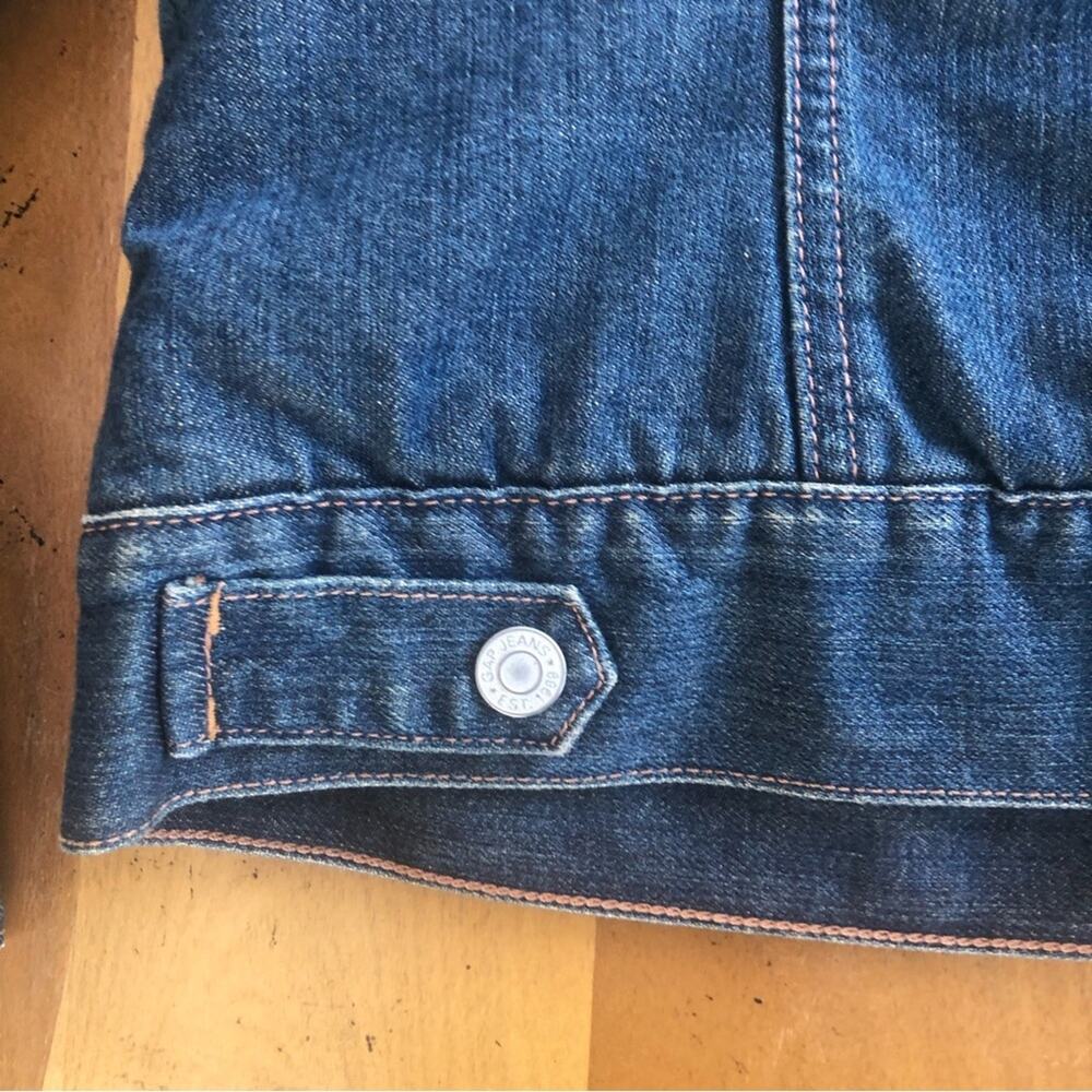 Vintage y2k 2000s Denim Jean Jacket Small Shearling Lined Faux Fur Hollister GAP - Picture 6 of 16